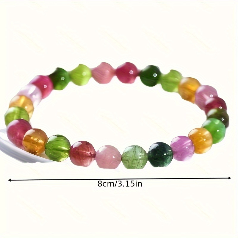2pcs Natural Rainbow Bracelets Set Colorful Candy Colored Jewelry